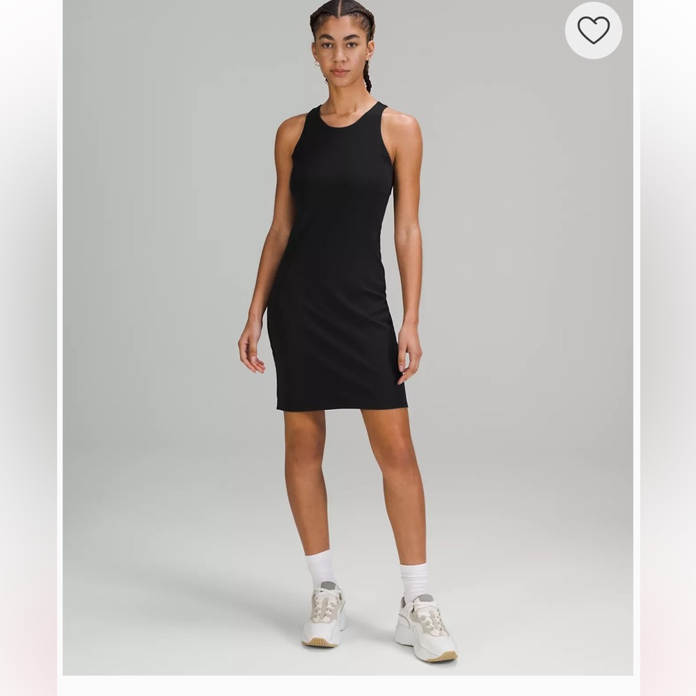 Lululemon Athletica black sleeveless Slim-Fit Above-Knee Dress. Sold out online.